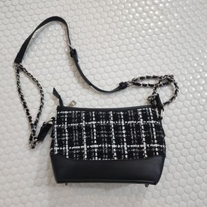 Le Chateau black and white plaid purse NWOT